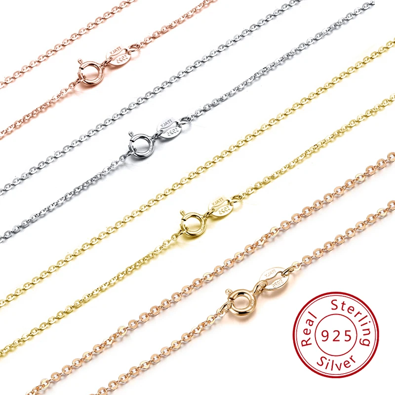 

JEWELS 100% 925 Sterling Silver Necklaces Basic Link Chain 40-60cm Box Snake Twisted Neck Chain Women Men Necklace Dropship