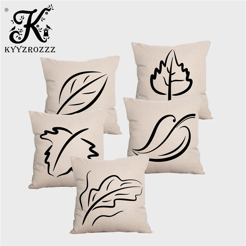 Художники украшения дома черный и белый лист растения подушка набор ручная