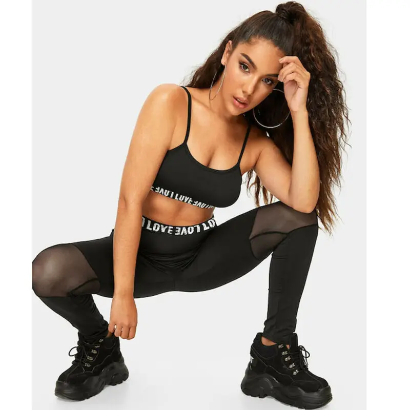 Новые модные женские спортивные костюмы из 2 предметов для йоги укороченный Топ