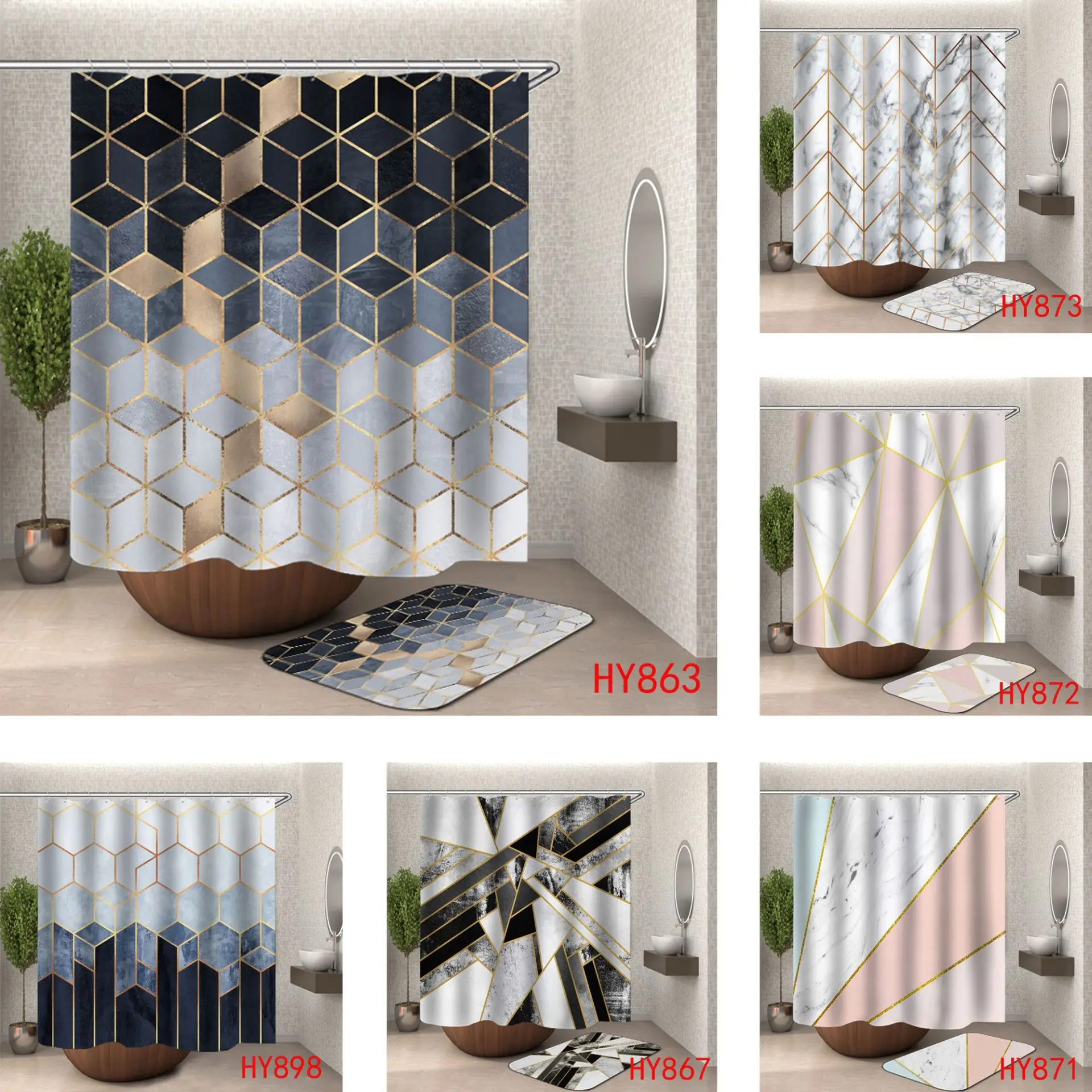 Занавеска для душа из полиэстера комплект ванной комнаты с занавеской и