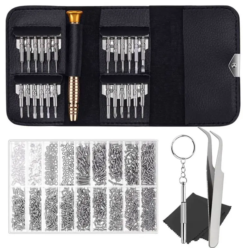 

Eyeglass Repair Kit With 25Pcs Precision Eyeglass Screwdriver Set And 1000Pcs Glasses Screws For Eyeglasses Sunglasses Repair