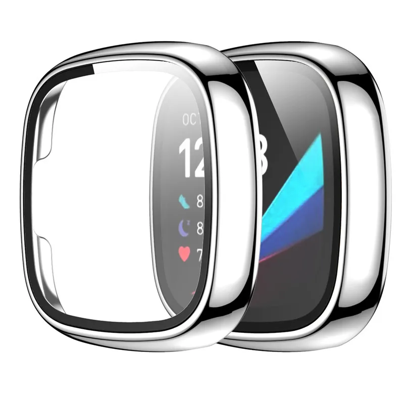 Закаленное стекло для защиты экрана с рамкой из ПК Fitbit versa3/ fitbit sense гальванический