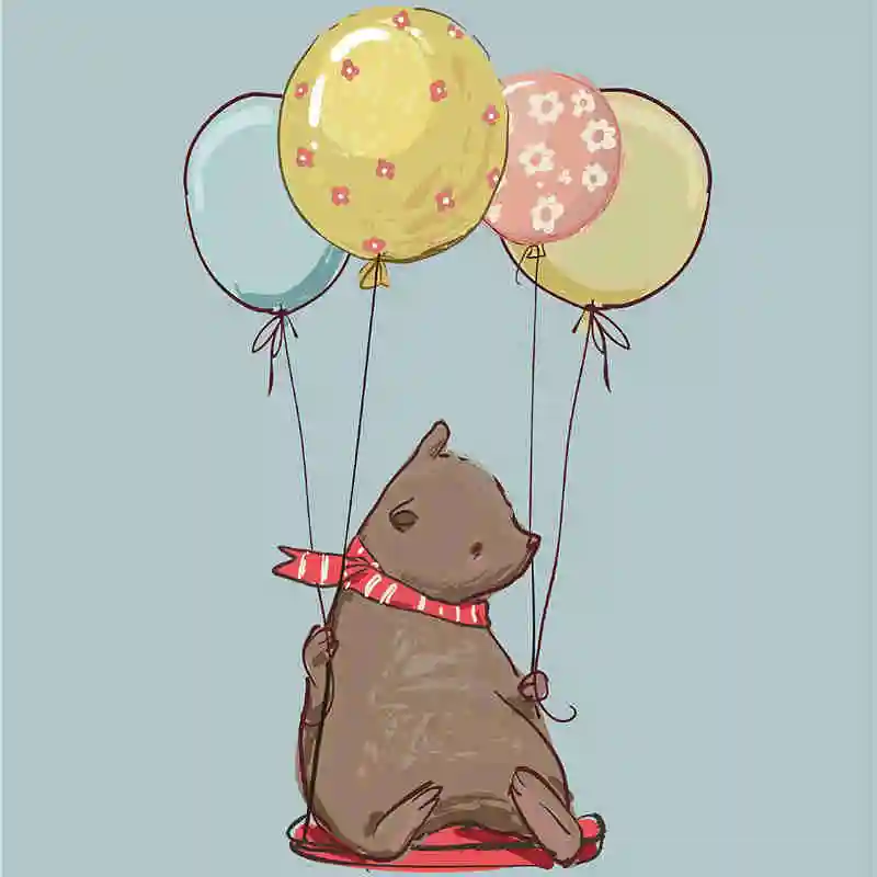 

Creative Hand-painted Cartoon Rabbit Painting Core Bear Fox Wall Arts Balloon Poster Printing Children's Room Decoration Mural