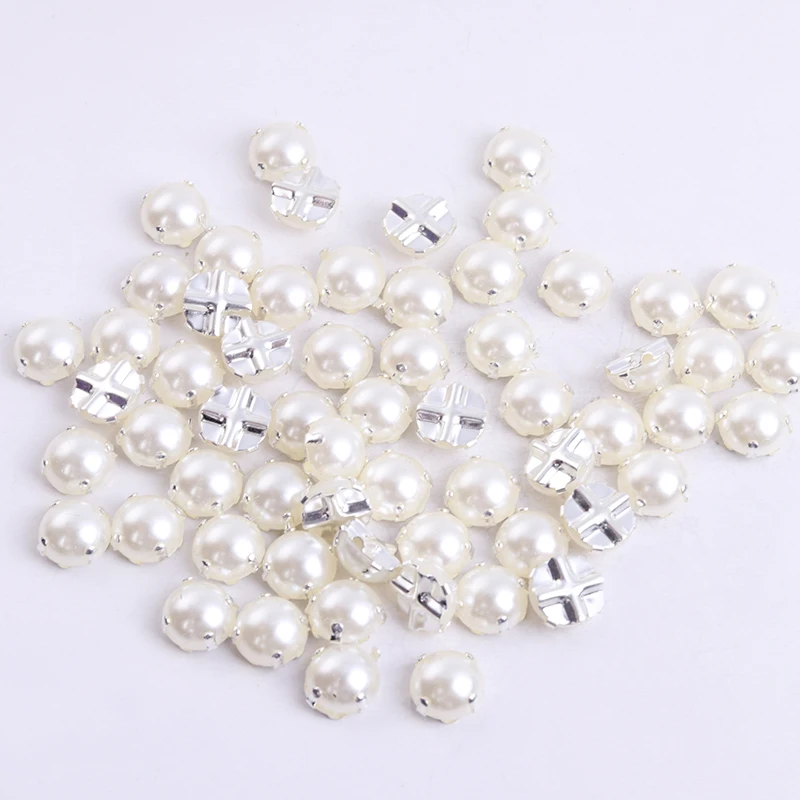 Бесплатная доставка RESEN серебряные Швейные жемчужные бусины 5/6/7/8/10 мм пришивные