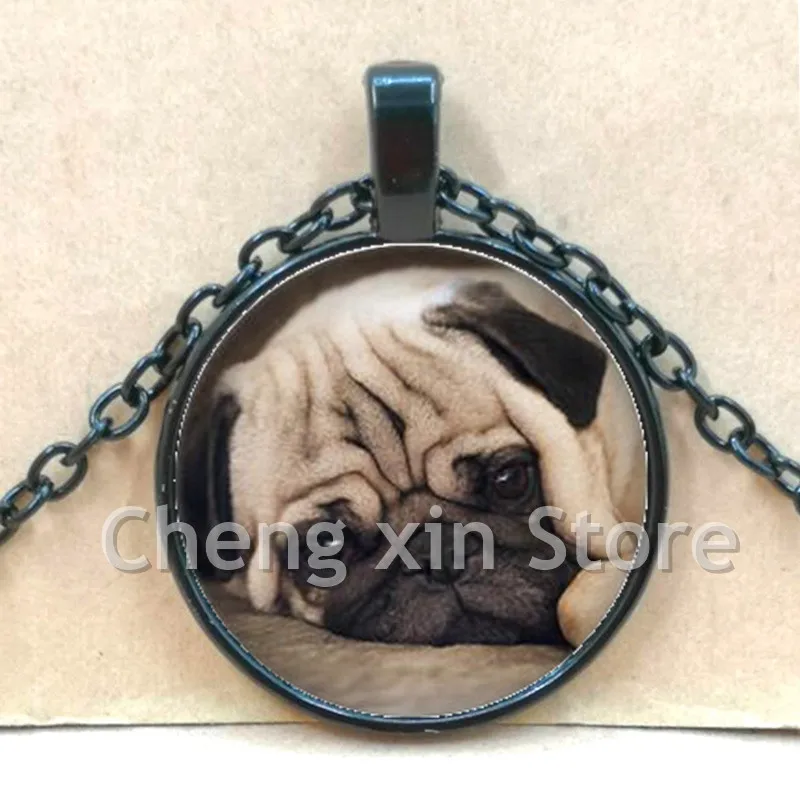 Новое стеклянное круглое подвесное украшение с изображением пса породы мопс - лучший подарок для любителей.