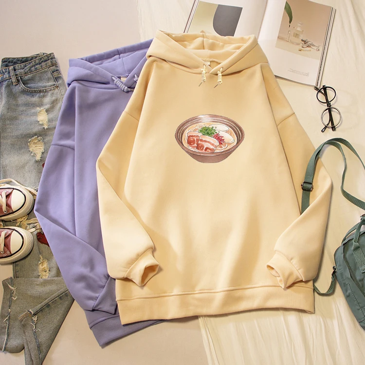 Корейский модный японский свитшот большого размера с принтом в виде лапши рамен
