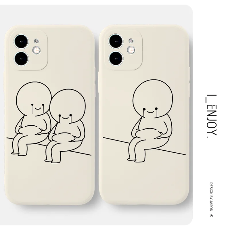 

Original Soft Silicone Couple Cute Shockproof Phone Case Cover for Apple iPhone 13 12 11 Pro Max X XR XS 8 7 6S Plus SE 2020
