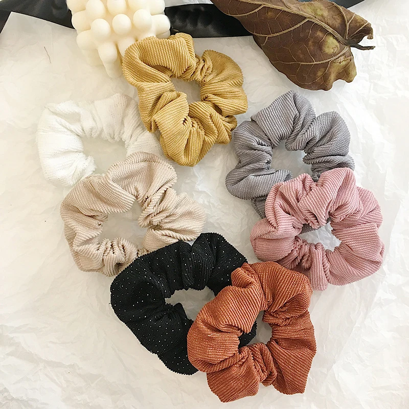 Однотонные вельветовые резинки для осени и зимы женские эластичные волос