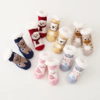 winter kids cartoon cotton christmas socks thick warm newborn children floor sock cute velvet non slip baby socks for 0 4 years