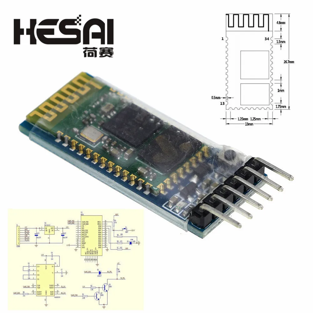 

HC05 HC-05 Master-slave 6pin JY-MCU Anti-reverse, Встроенный последовательный модуль Bluetooth, беспроводной последовательный