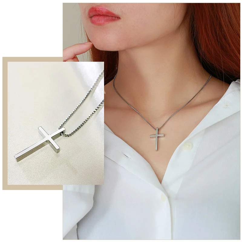 

Basic Classic Cross Necklaces for Women,Simple Stainless Steel Christian Prayer Pendant, Minimalist Collar Gift Jewelry
