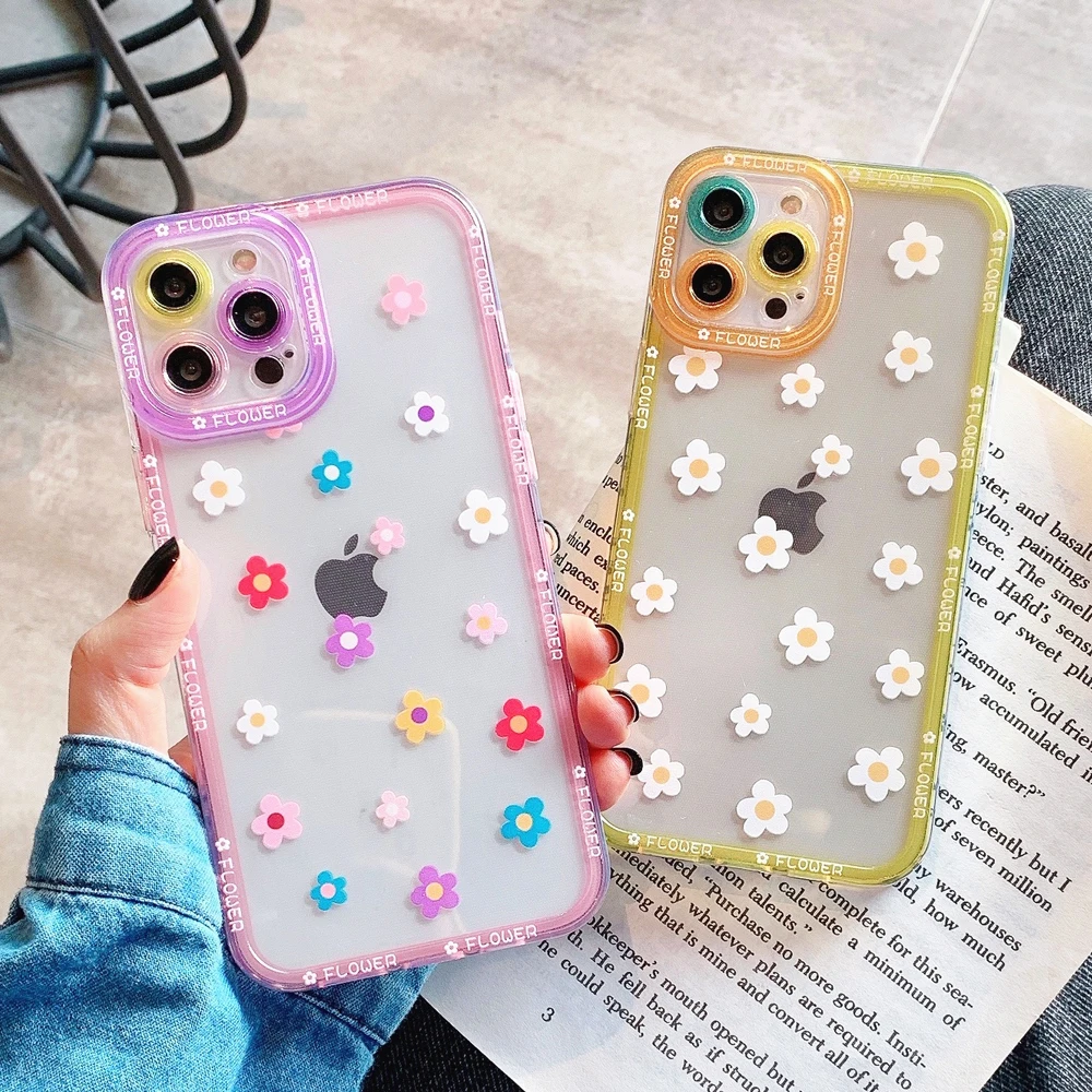 Прозрачный чехол для телефона с маргаритками и цветами iPhone 13 12 11 Pro Max XS XR X 7 8 Plus