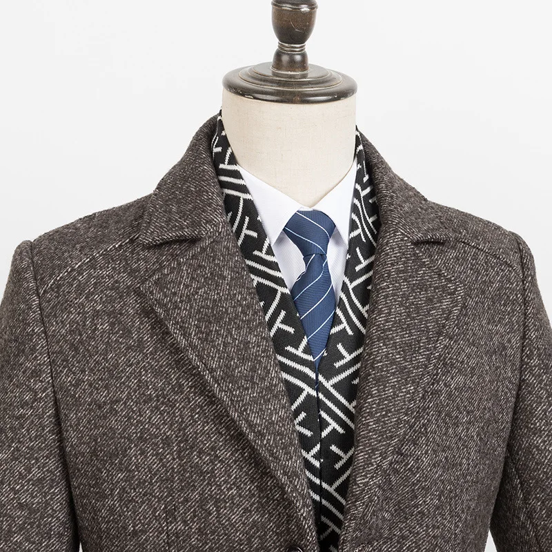 

coat Cloth man with thick wool, son of qiu dong season long woolen cloth dust coat middle-aged father Steve coat