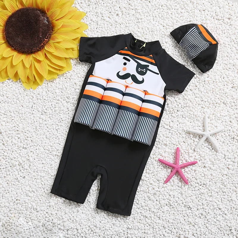 

Children Swimsuit One-piece Suits Children's Learning Swimming Training Suit Boy Girls Boxer Sports Animal Swimwear With Cap