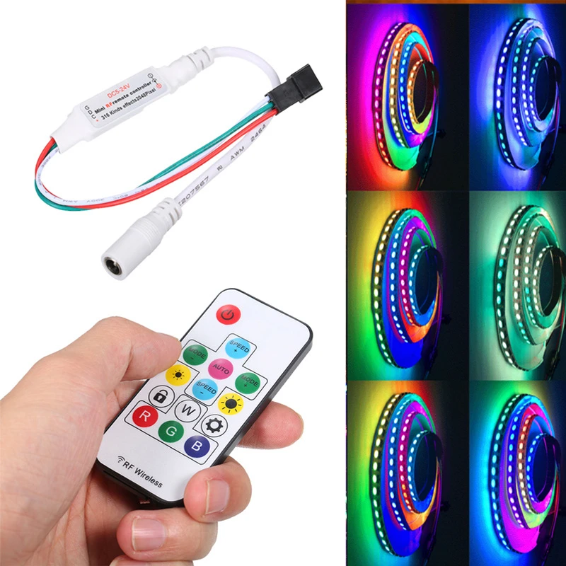WS2812B Светодиодные ленты RGB светильники 30/60/144led IP65/IP30 умный прибор приемно пикселей
