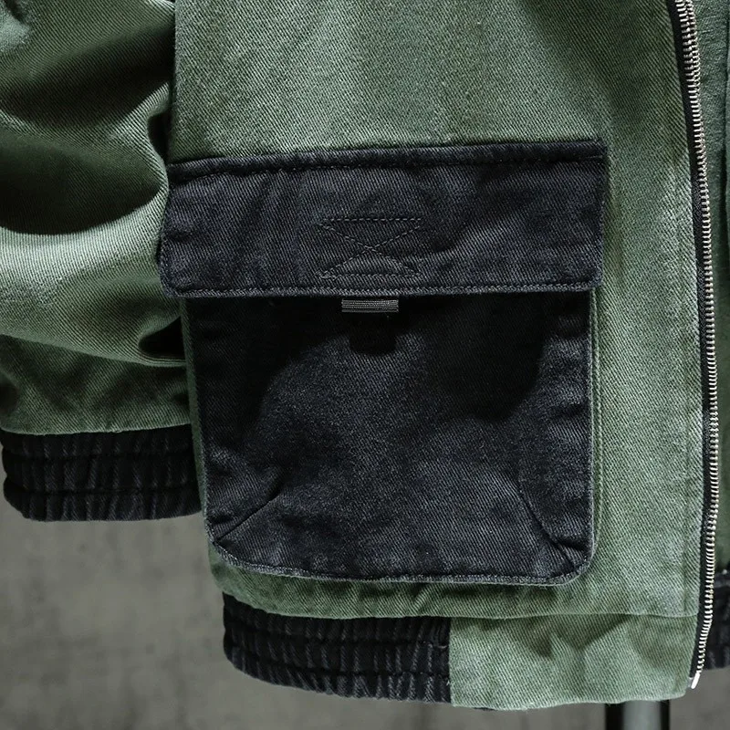 Куртка мужская джинсовая со вставками верхняя одежда из денима с карманами