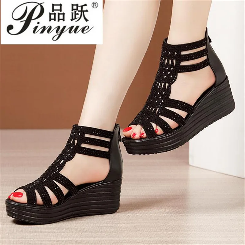 

Небольшой размера плюс 34-43 головки молния сзади; Босоножки на платформе; Женские элегантные летние женские туфли на высоком каблуке; Сандал...