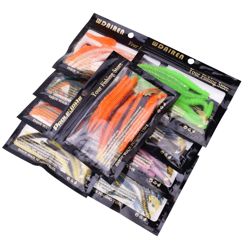 10pcs Double Colors Silicone Worm Soft Bait 8cm 2.3g Jig Wobblers Fishing Lure Rockfish for Bass Fishy Smell Plastic Swimbaits