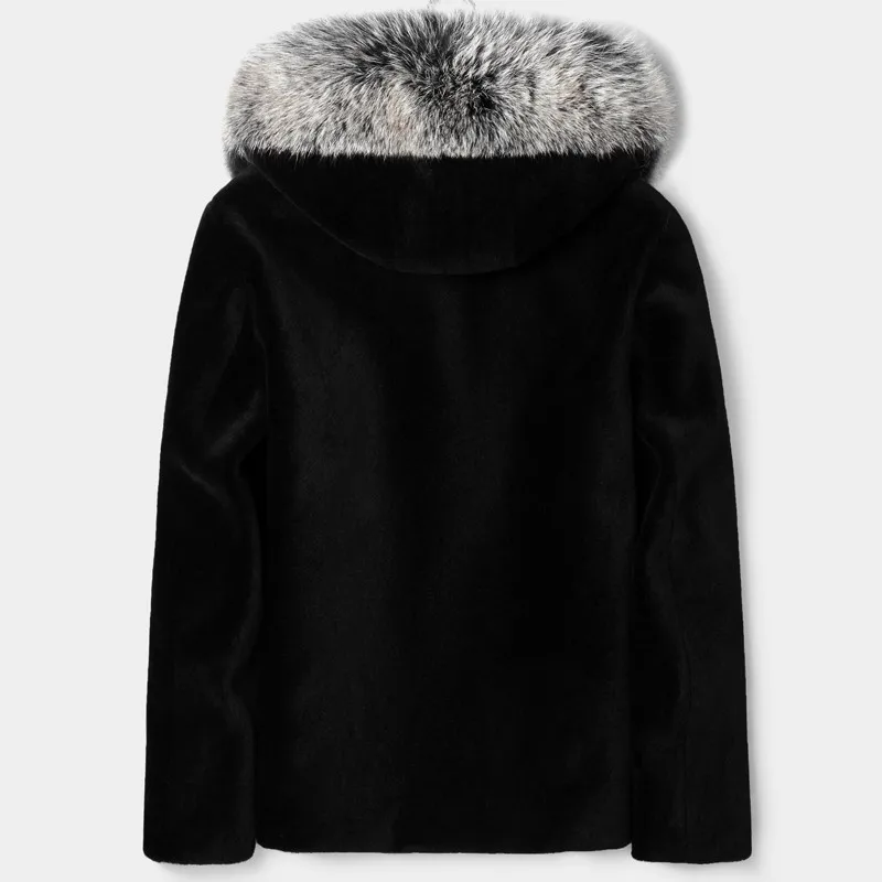 

Winter Coat Sheep Shearling Jacket Men Real Fox Fur Collar Warm Outwear Mens 200% Wool Coats Chaqueta LSY099046 MY2708