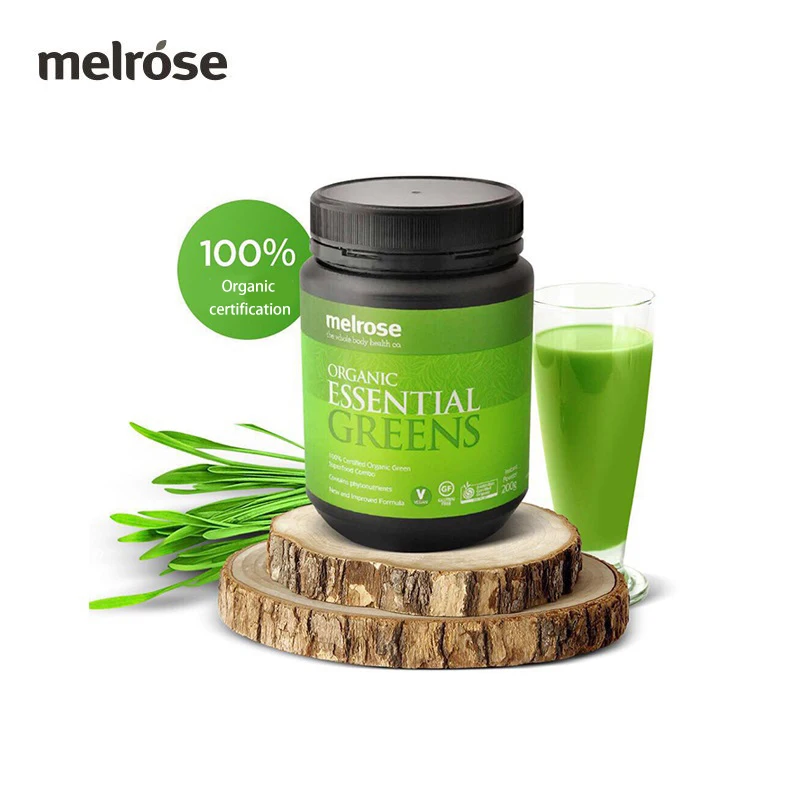 

ABM Melrose Health Organic Essential Greens Omnipotent Powder Australian Barley Seedling Flour Wheat Grass Green Juice Powder