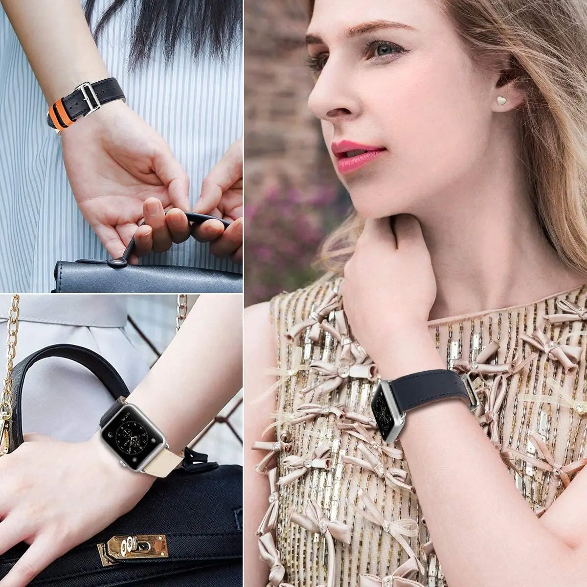 Ремешок из коровьей кожи для Apple Watch Band 42 мм 44 Iwatch Series 6 5 4 3 2 1 SE сменный Браслет с