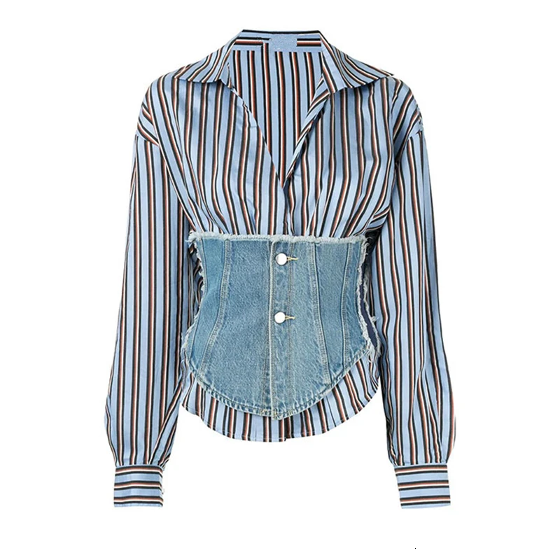 Рубашка женская TWOTWINSTYLE осенняя с длинным рукавом и отложным воротником | Женская