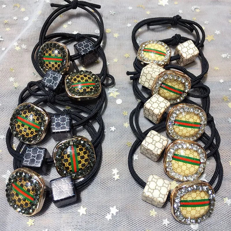 

New Fashion amber Hair rope Accessories for Women Ultra-Stretch All-match Vintage Crystal Block Girls 2021 Band Female Headband