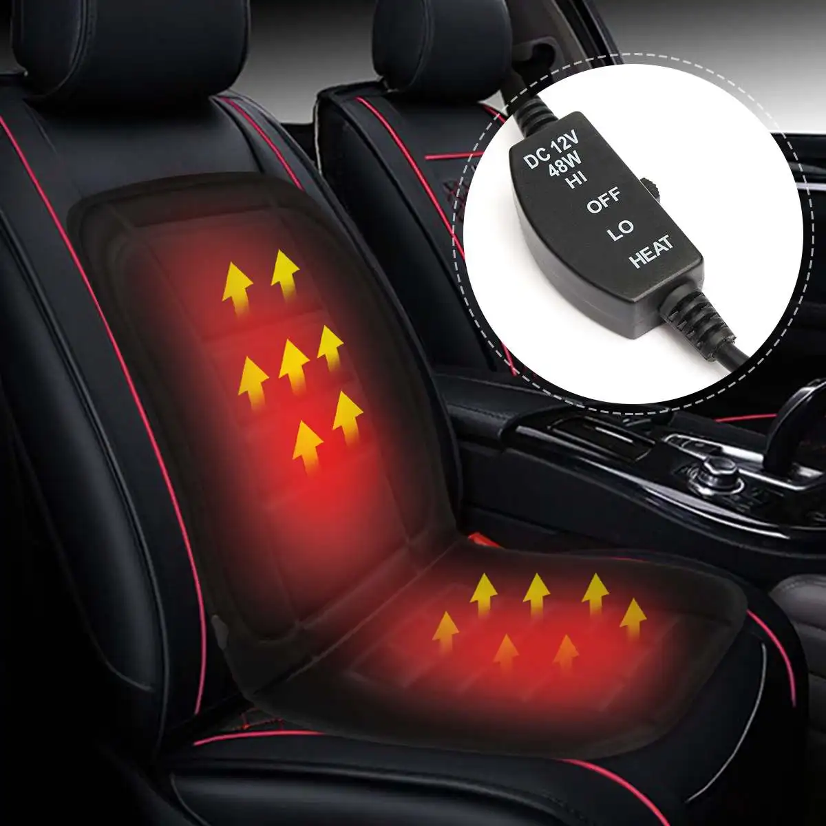 

2PCS Heated Car Front Seat Covers Universal Electric Heat Seats Cover Winter Cushion Heater Household Heating Pad 40-65 Degree