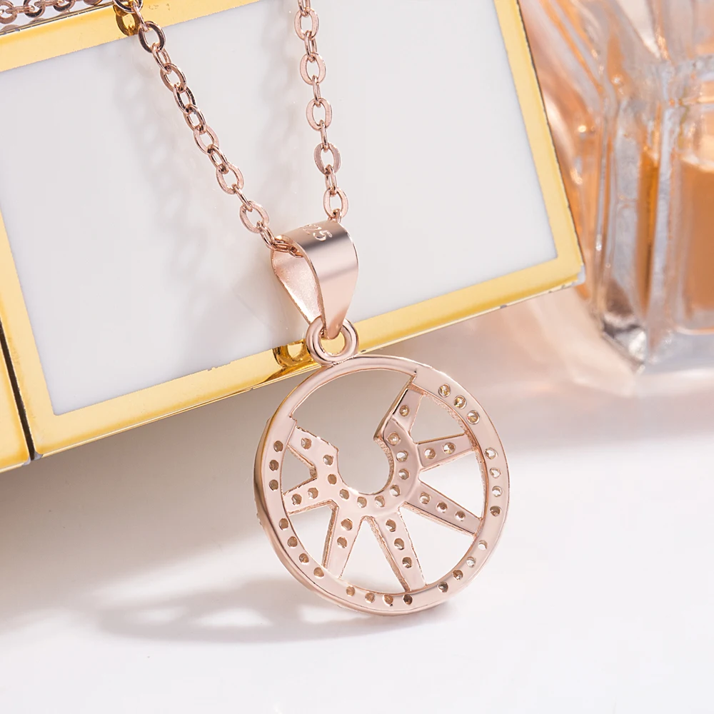 Женское Ожерелье модное ювелирное изделие розовое золото подвеска от солнца