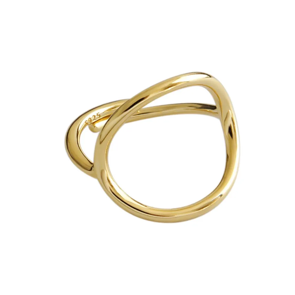 

SILVERHOO S925 Серебряное кольцо креативный винтажный дизайн нишевое геометрическое полое кольцо для женщин модные ювелирные изделия лучший под...
