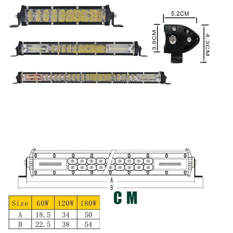 Автомобильный светильник 7 дюймов супер тонкий двойной Dow светодиодный рабочий 60