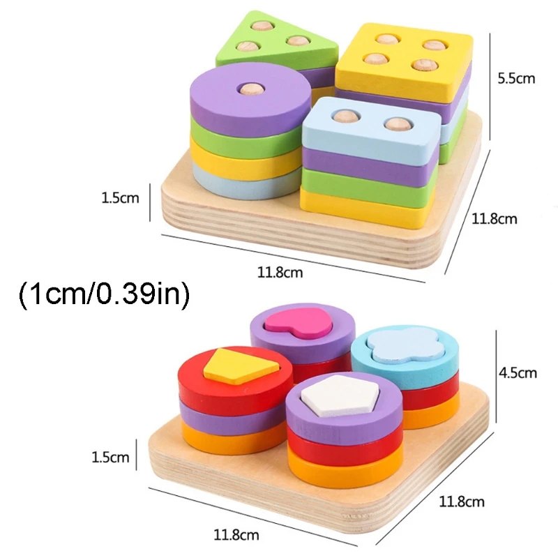 

Montessori Rainbow Tower Children Intelligence Development Sensory Training Puzzle Wooden Toy Kids Early Education Props