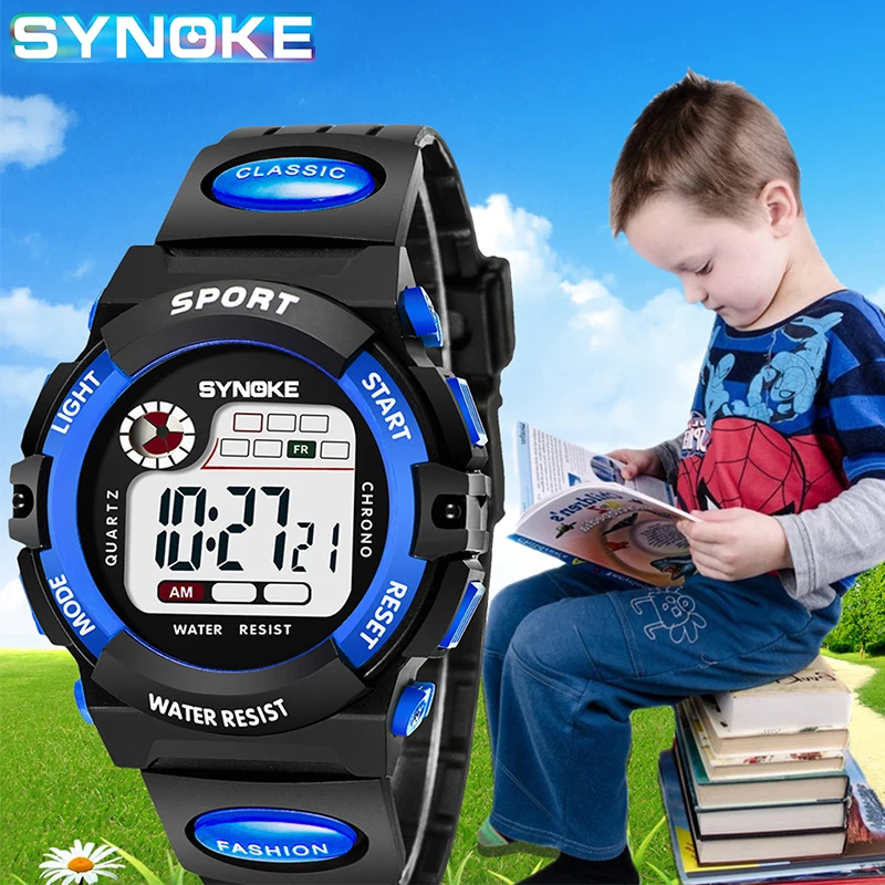 Часы наручные SYNOKE детские электронные модные водонепроницаемые спортивные с