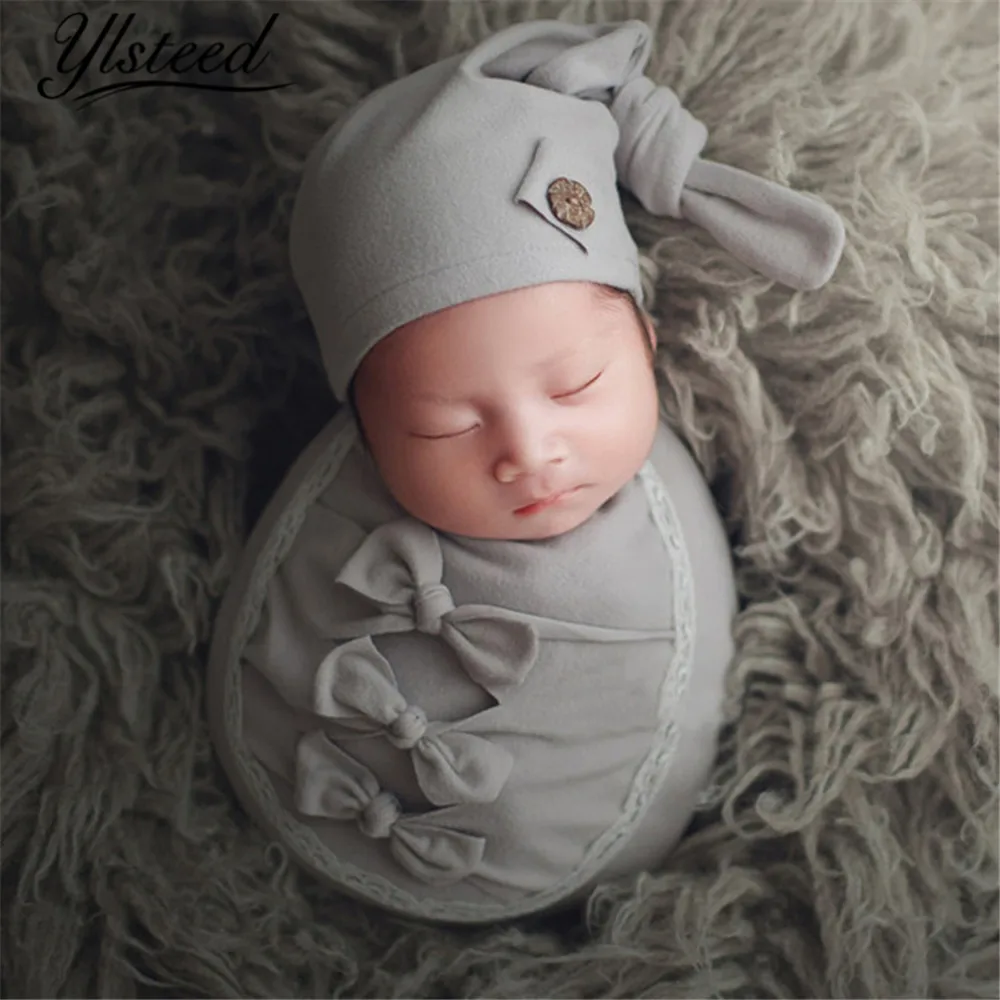 Ylsteed Набор из 7 предметов; Детские реквизиты для фотосъемки; студийные наряды для фотосъемки новорожденных с бантиком; подходящая шляпа с узлом; идея для фотосъемки новорожденных