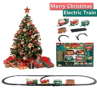 christmas electric train toys railway toy cars without music racing track santa claus christmas decoration mini train model toy