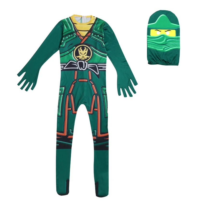 Армейский зеленый Ninjago/вечерние костюмы; Одежда для мальчиков; Карнавальный костюм супергероя; костюм ниндзя для девочек; костюм на Хэллоуин; вечерние Детские платья для мальчиков - Цвет: Армейский зеленый