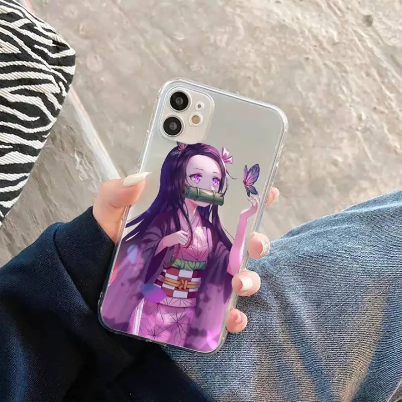 

Demon Slayer Nezuko Kimetsu No Yaiba Phone Case For iphone 12 11 8 7 6s 6 5 5s 5c se plus mini x xs xr pro max Transparent soft