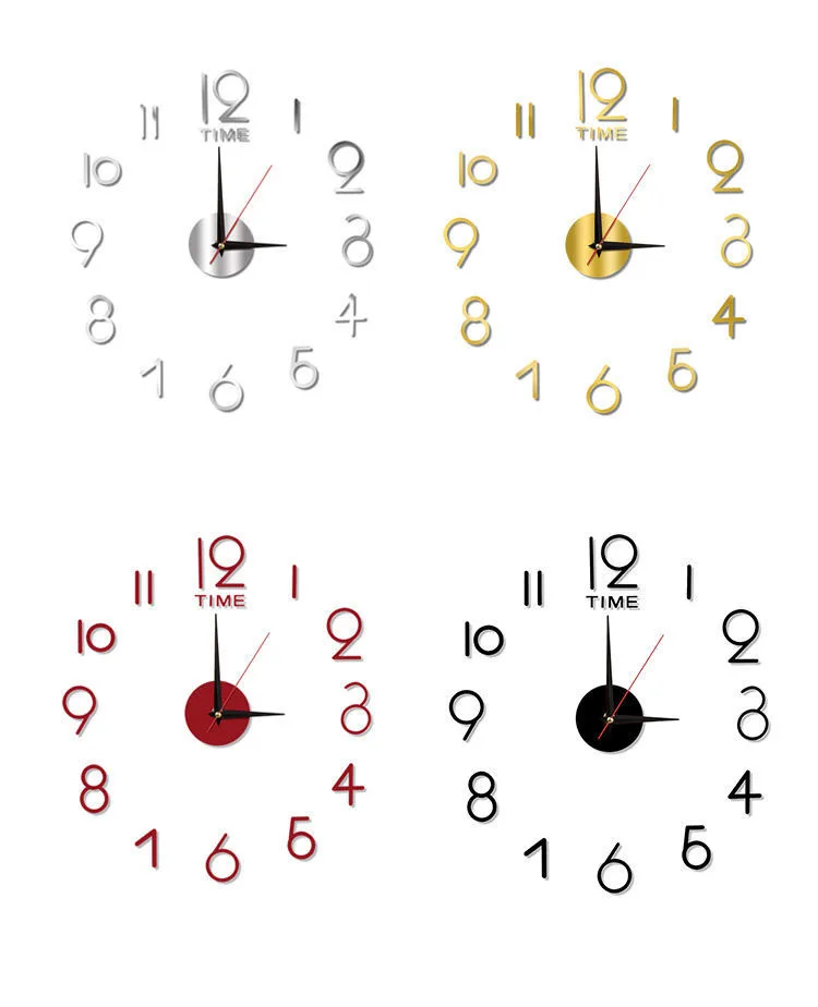 

3D Mirror Luminious Wall Stickers Home Decor 3D Art Creative DIY Clocks horloge murale Living Room Quartz Needle