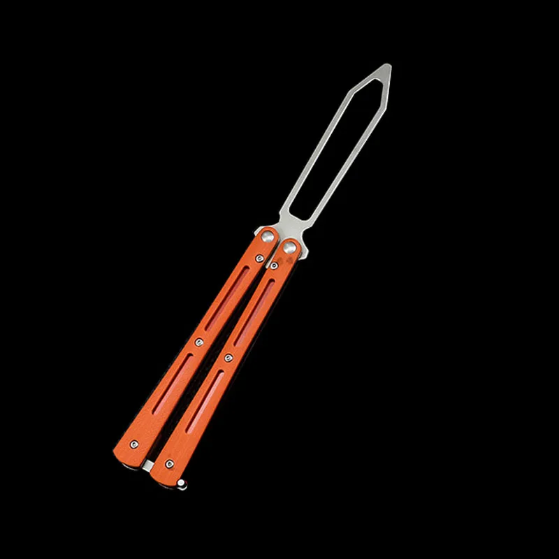 Orange Sword Head Прямая поставка складной нож-бабочка шариковый подшипник практический нож бабочка G10 ручка 440C Лезвие пилка меч голова тупое лезвие ножи - Цвет: Orange Sword Head