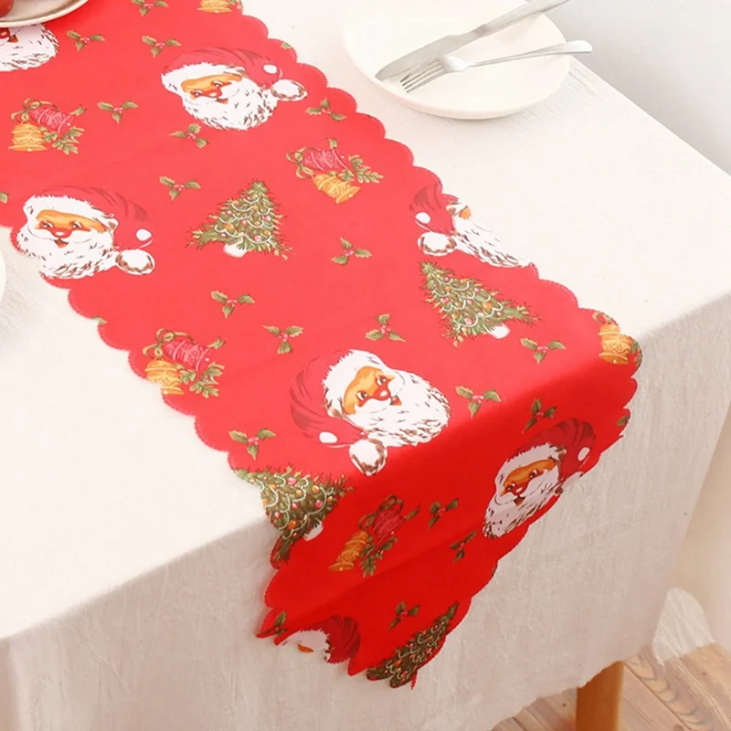

Christmas Table Runner Polyester Print Table Flag Desktop Tablecloths Hotel Home Christmas Festival Table Decoration 35x178cm