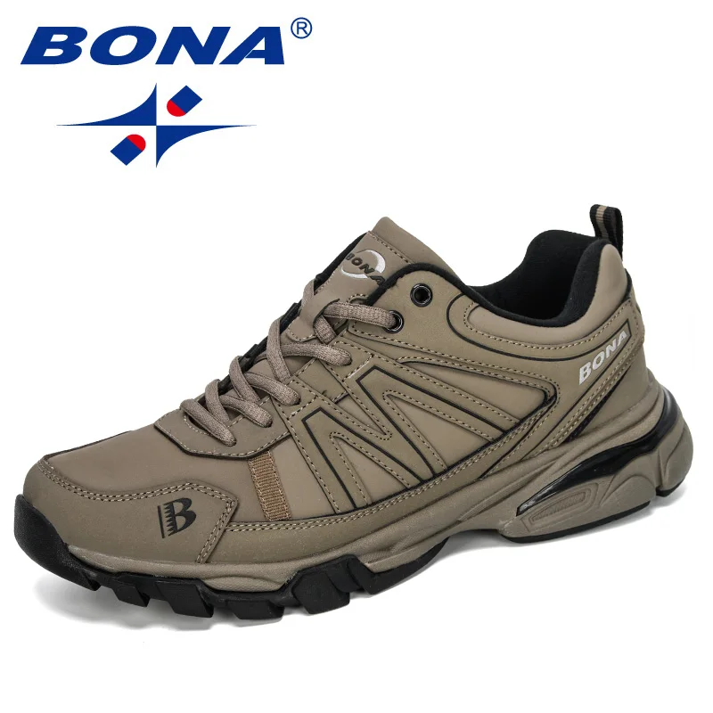 

BONA 2019 New Designers Cow Split Running Shoes Outdoor Sports Shoes Men Trendy Athletic Training Footwear Male Jogging Sneakers