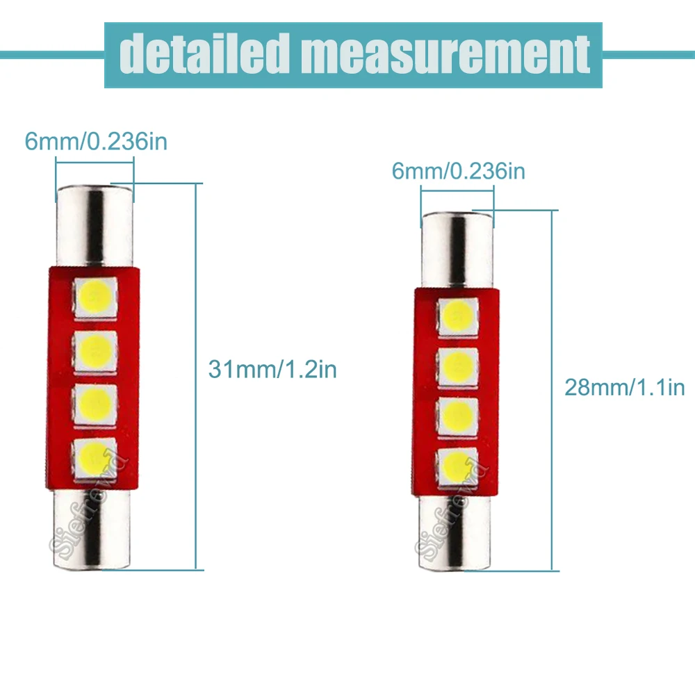4 шт. авто светодиодный лампы 28 мм 31 3030 SMD белого цвета-красный желтый голубой лед