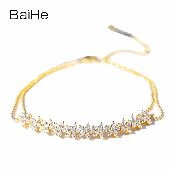 BAIHE Solid 14K желтое золото 1ct Сертифицированный H/SI натуральные Алмазы обручальные женские модные ювелирные изделия Подарочный браслет