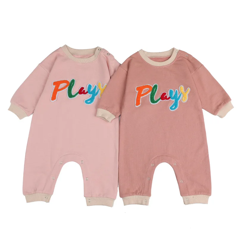 

Baby Children Cotton Rompers Infants Girls Boys Colorful Letter Printed Jumpsuits for Autumn New Arrivals