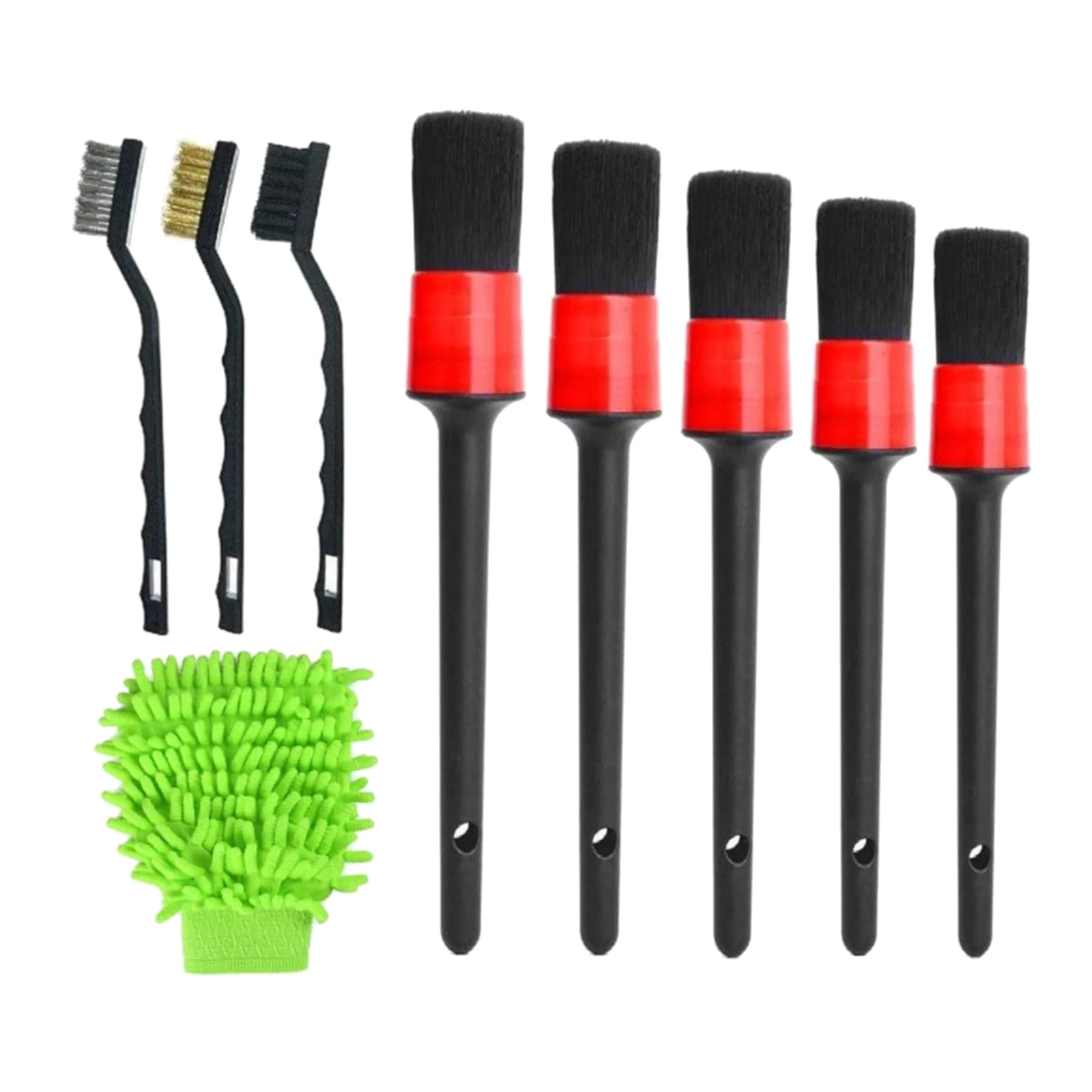 

9X Auto Detailing Brush Car Interior Cleaning Kit Wire Brush with Gloves
