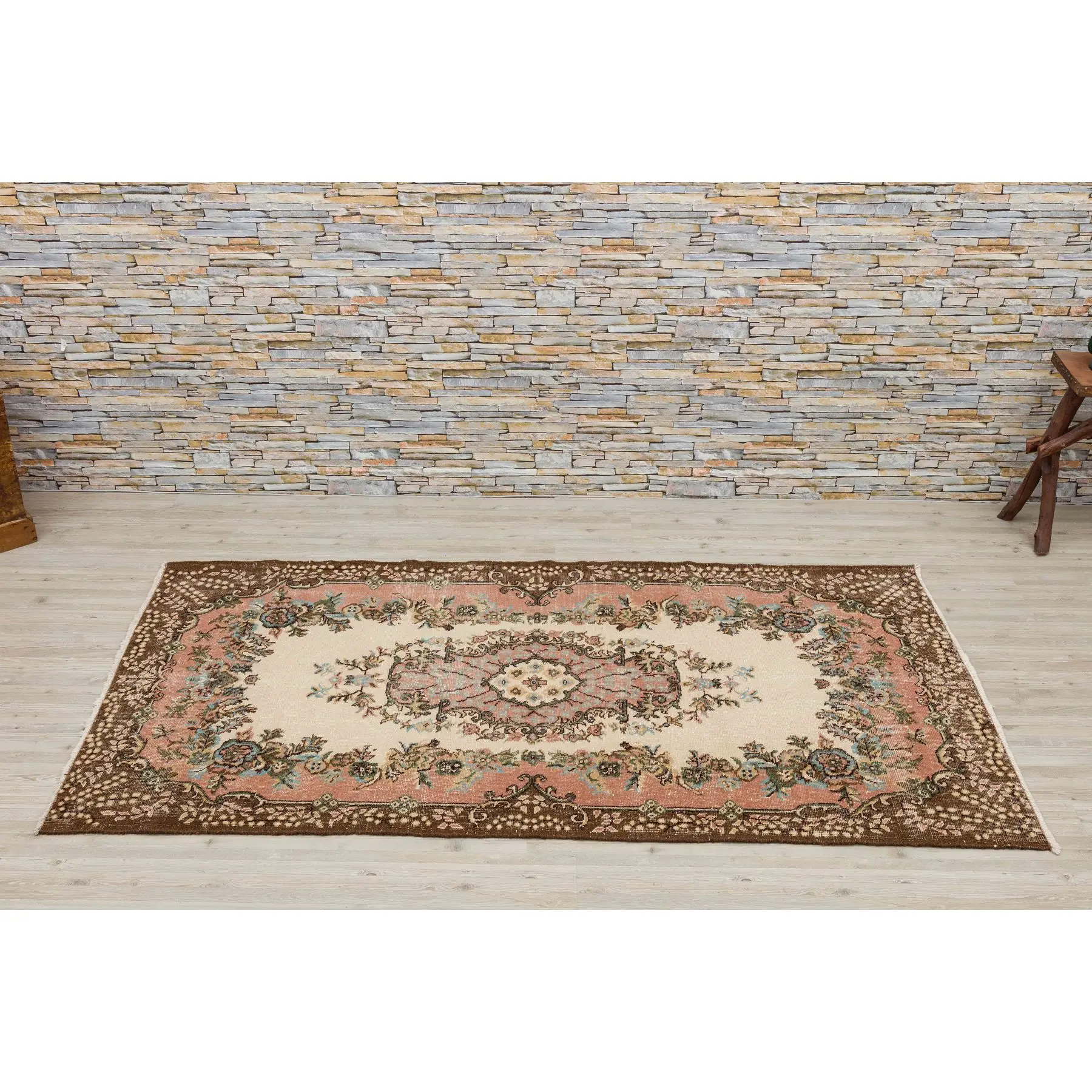 

Brown Rug, Vintage Carpet Old Carpet Free Shipping 2507