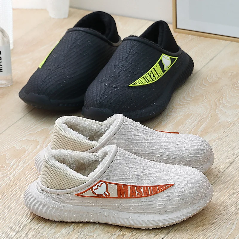 New Women Slippers Winter EVA Waterproof  Couples Non-Slip Thick Sole Cotton Indoor Plush Cotton Outdoor Zapatillas Hombre