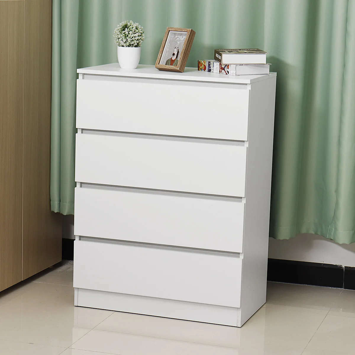 

New 4 Drawers Chest Of Drawers Livingroom MDF Cabinet Bedroom Furniture Hallway Tall Wide Clothes Storage Cabinet 70x40x96cm