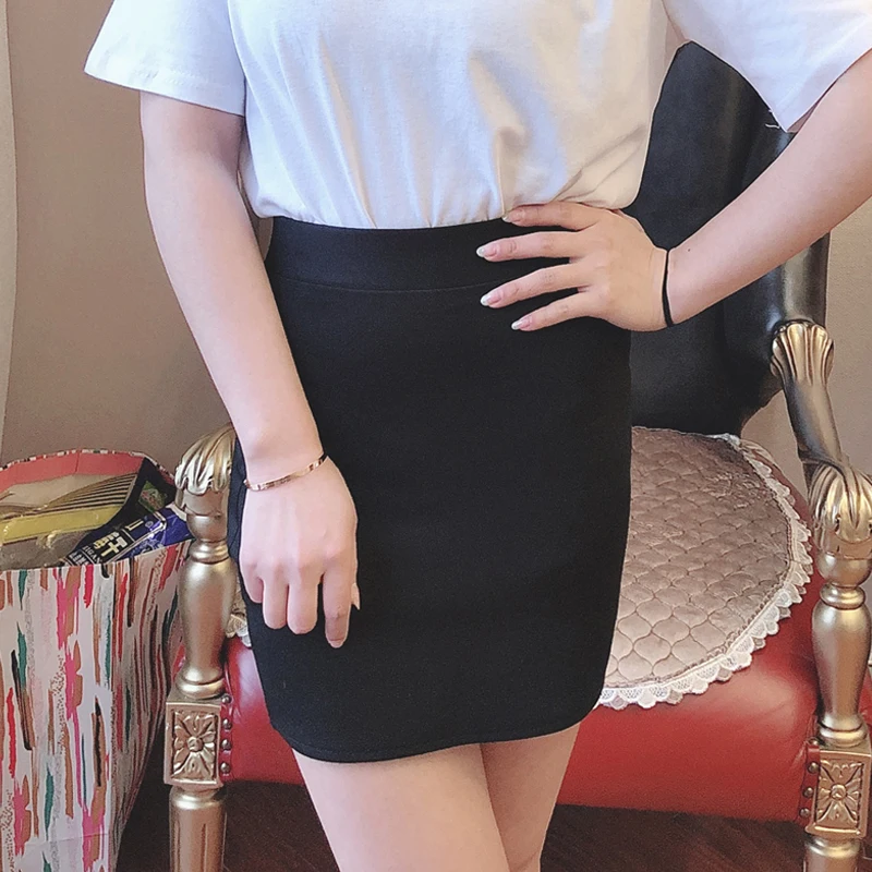 Весна-лето 2020 облегающая юбка на бедрах черная трапециевидная с завышенной