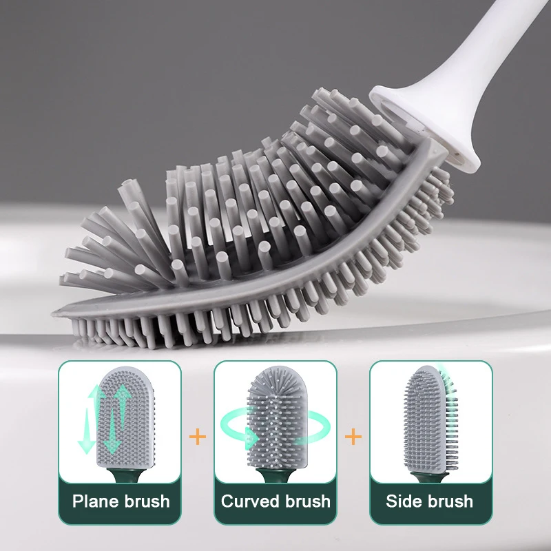 black toilet brush non contact bathroom set silicone brush bathroom accessories kit with brush stand household cleaning tools free global shipping